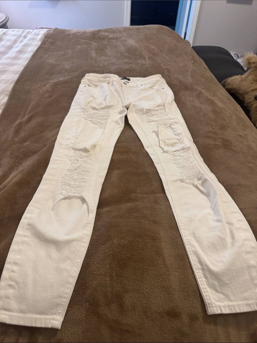 True Religion White Distressed Skinny Jeans